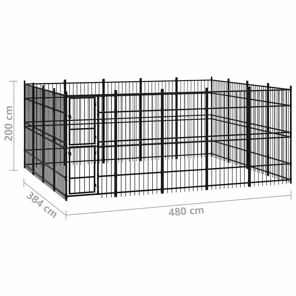 Dog Kennel Large Outdoor Enclosure 18.43 m² Steel Ventilated Run Exercise Play