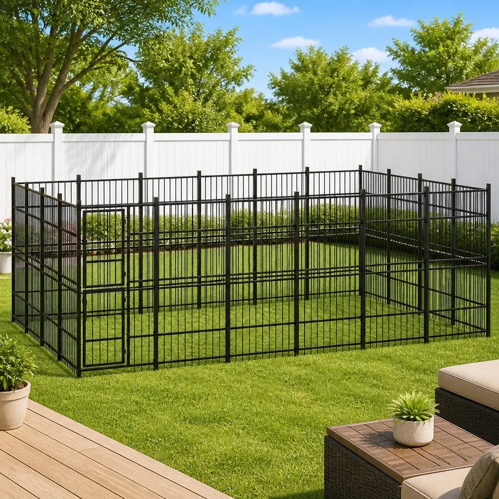 Dog Kennel Outdoor Run Enclosure 22.12 m² Steel Exercise Pen Safe Play Space