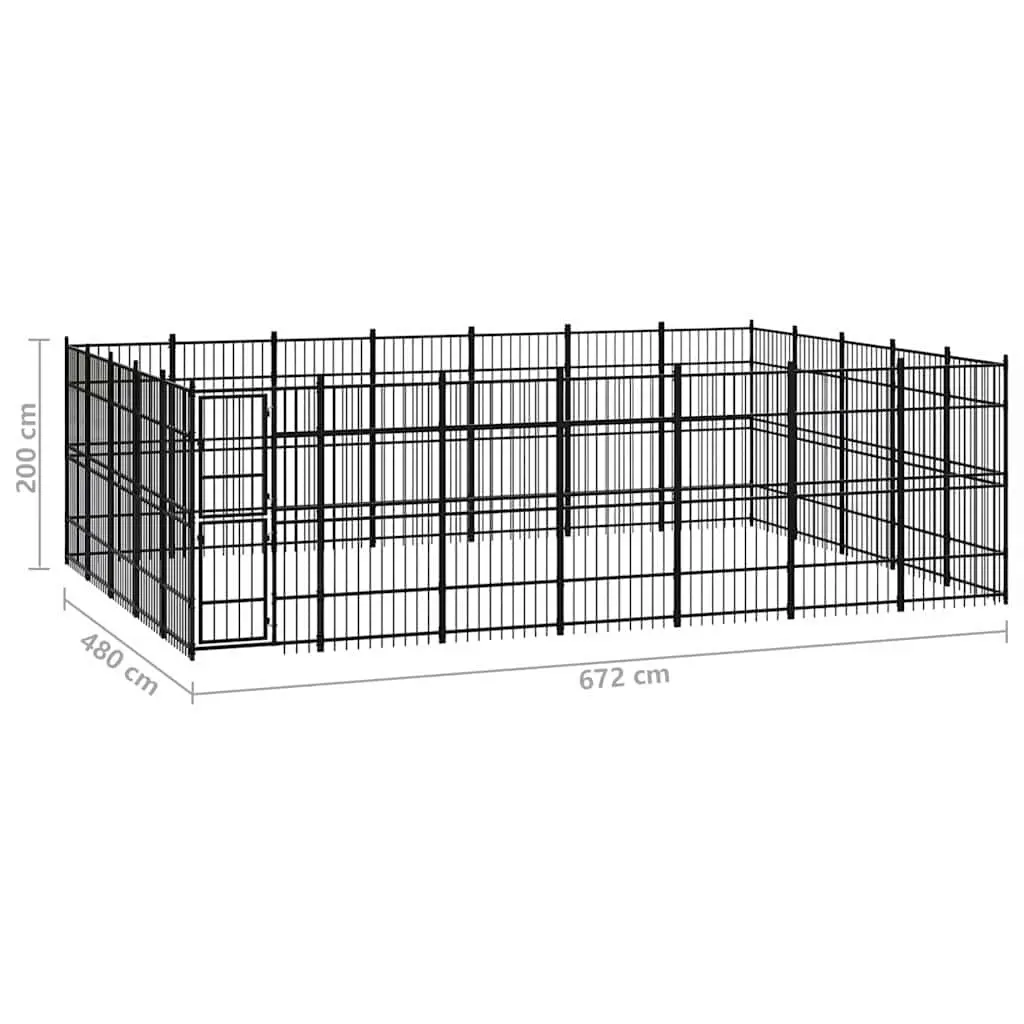 Dog Kennel Large Steel Outdoor Exercise Run Enclosure Black