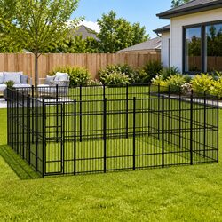 Dog Kennel Steel Outdoor Run Exercise Enclosure Large Play Pen Secure Lockable