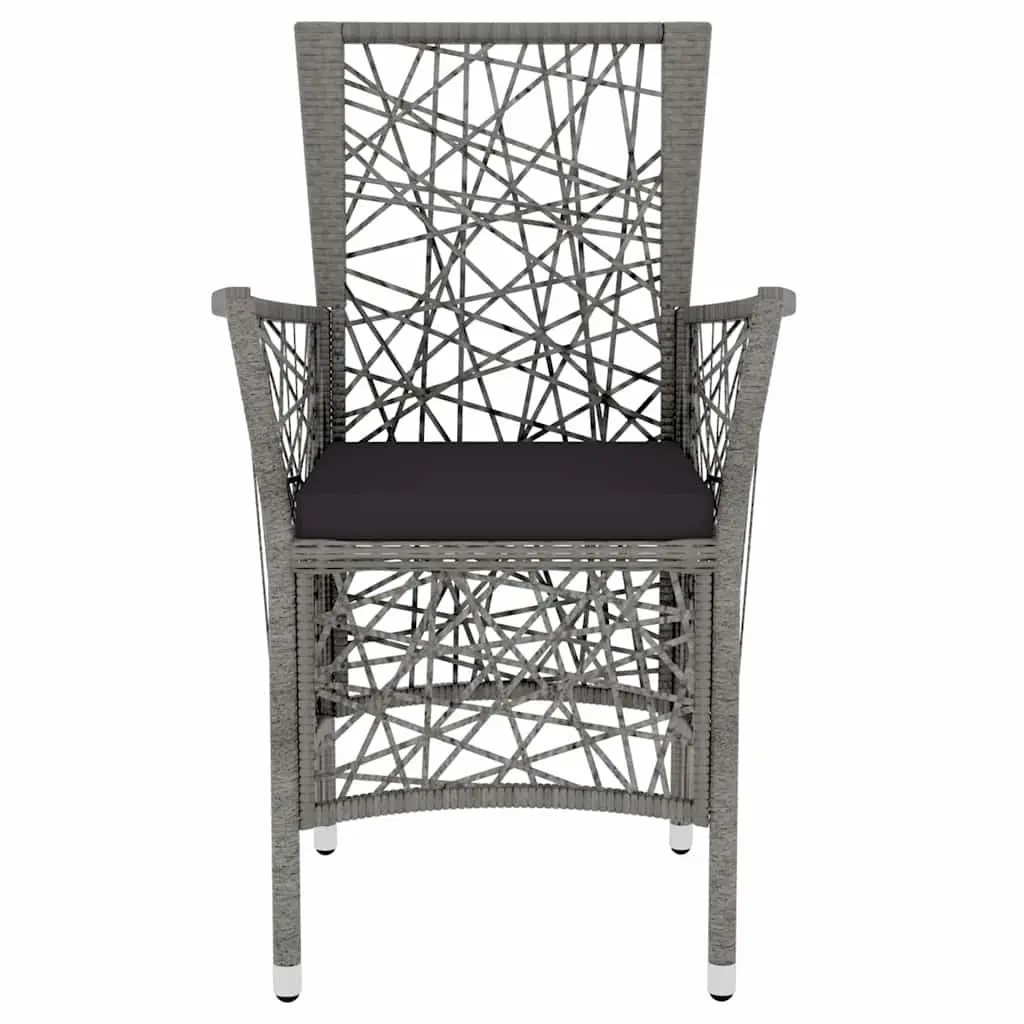 Garden Dining Set 3 Piece Outdoor Furniture PE Rattan Grey Patio Table Chairs