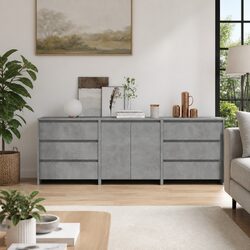 3 Piece Grey Storage Cabinet for Your Living Space