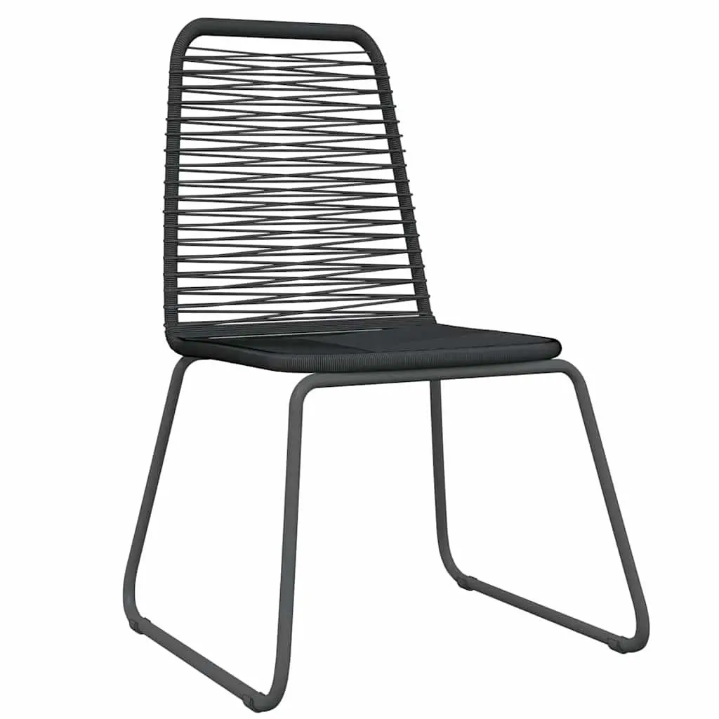 Garden Dining Set 3 Piece Black Glass Table Patio Chairs Powder-coated Steel Frame
