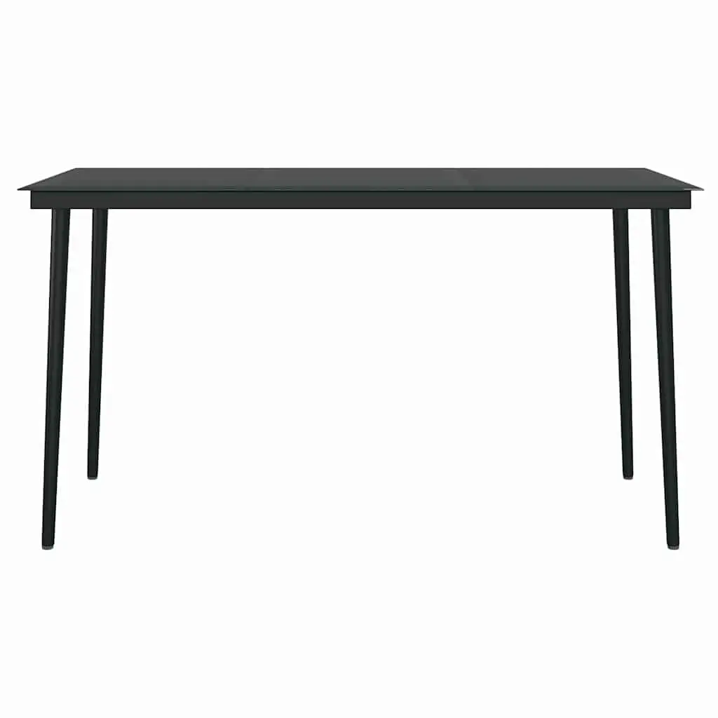 5 Piece Garden Dining Set Black Steel Frame Tempered Glass Table Twined Cotton Rope Chairs