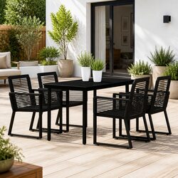 Stylish Black Outdoor Dining Set for Your Garden