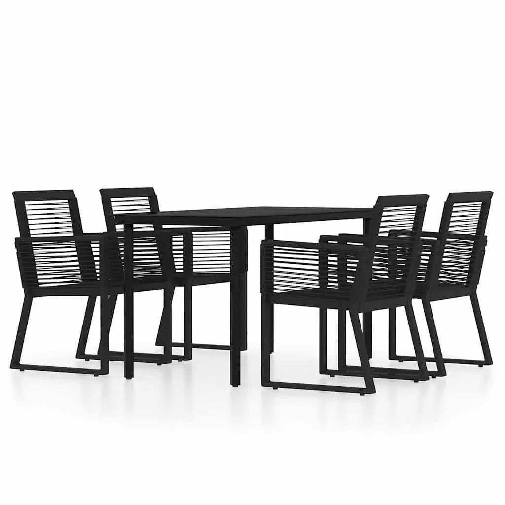 Garden Dining Set 5 Piece Outdoor Table with Glass Top and Steel Frame Weather Resistant Chairs