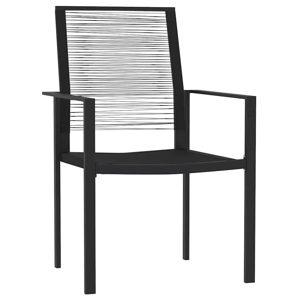 7 Piece Garden Dining Set Rattan Chairs Black Glass Table Durable Steel Frame