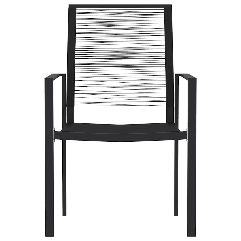 7 Piece Garden Dining Set Black Glass Top Rattan Chairs Powder Coated Steel Frame
