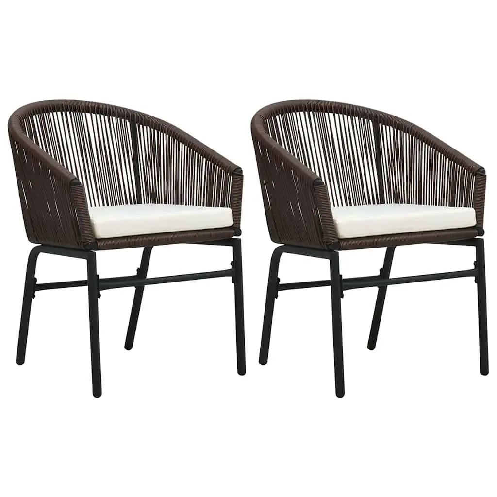 3 Piece Garden Dining Set Brown Steel Frame Glass Top Outdoor Patio Table Chairs