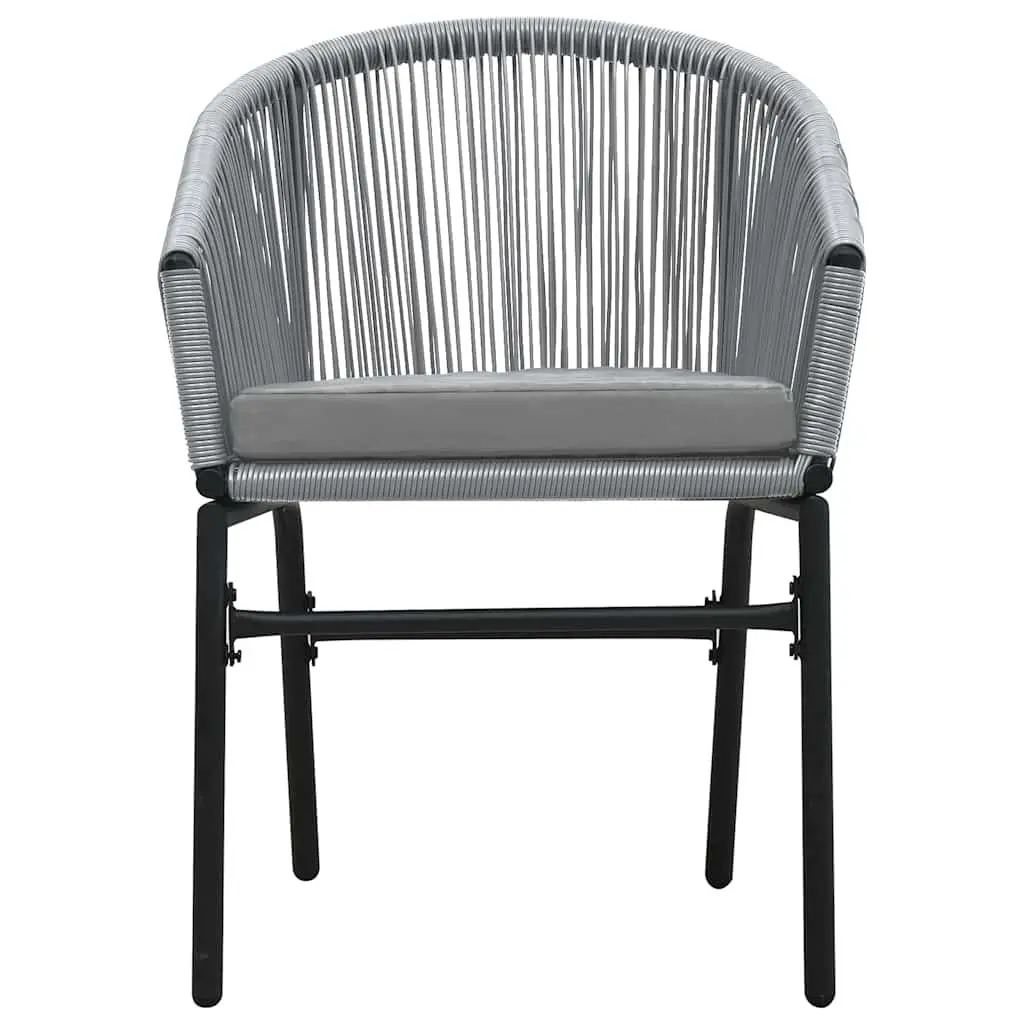 5 Piece Garden Dining Set Grey Steel Frame Glass Table and Rattan Chairs