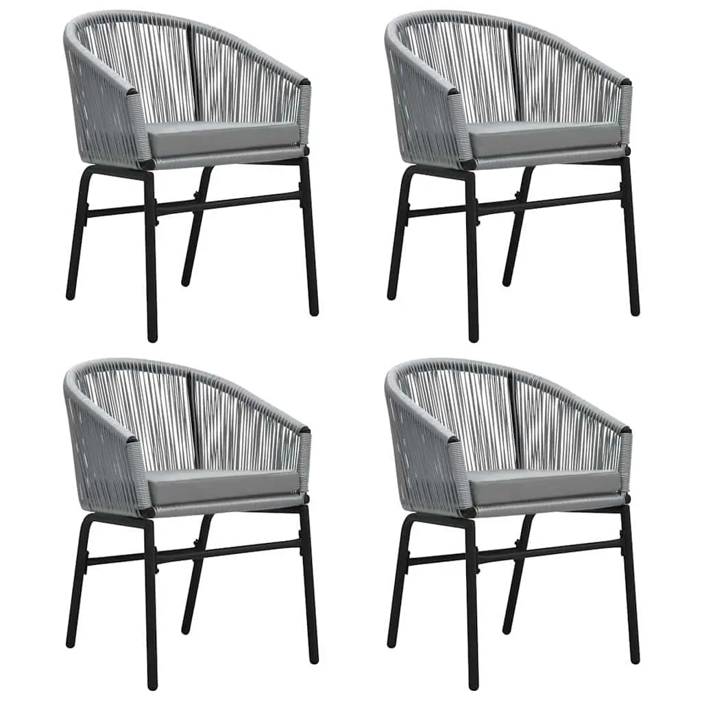 5 Piece Garden Dining Set Grey Steel Frame Glass Top Outdoor Patio Furniture