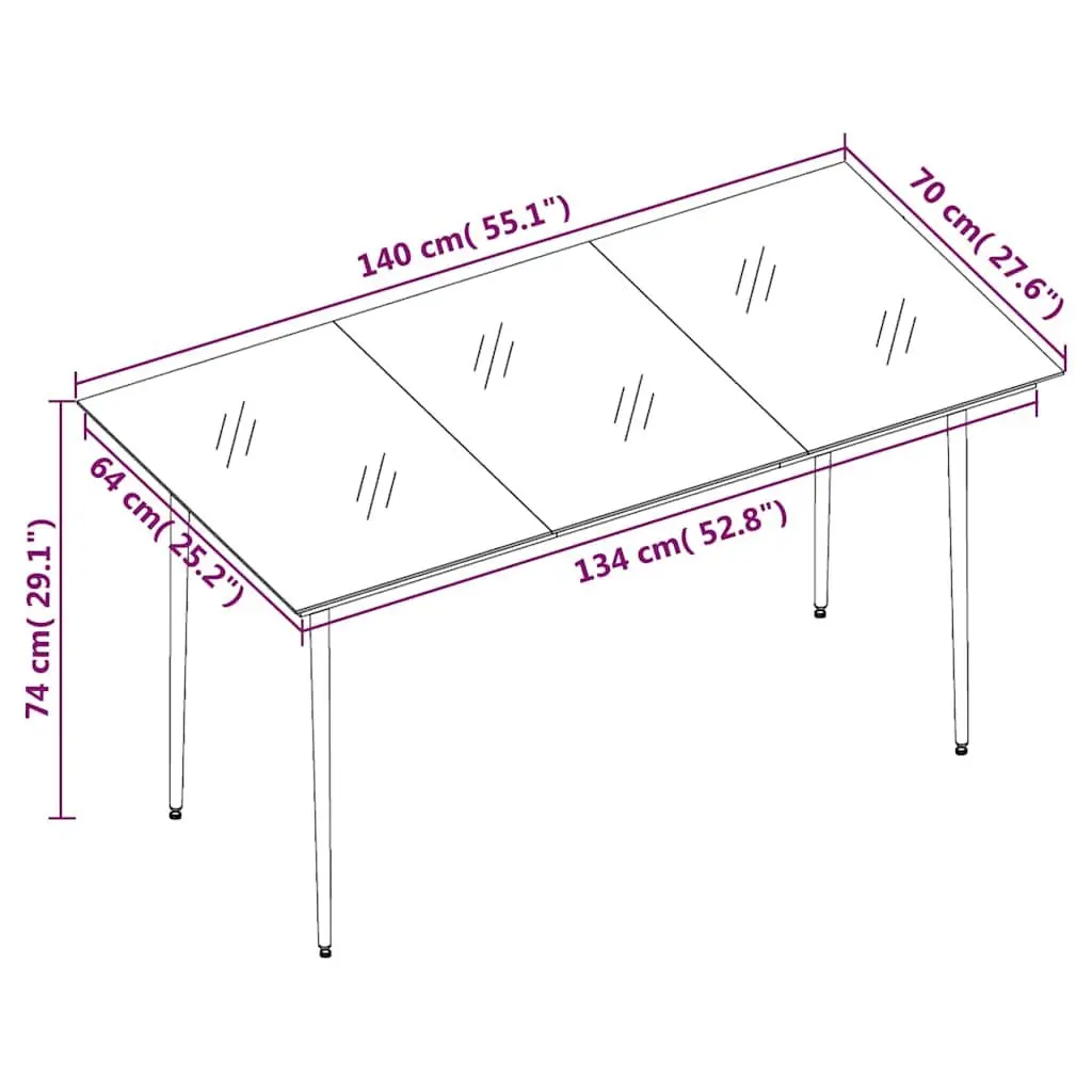 5 Piece Garden Dining Set Grey Steel Frame Glass Top Outdoor Patio Furniture