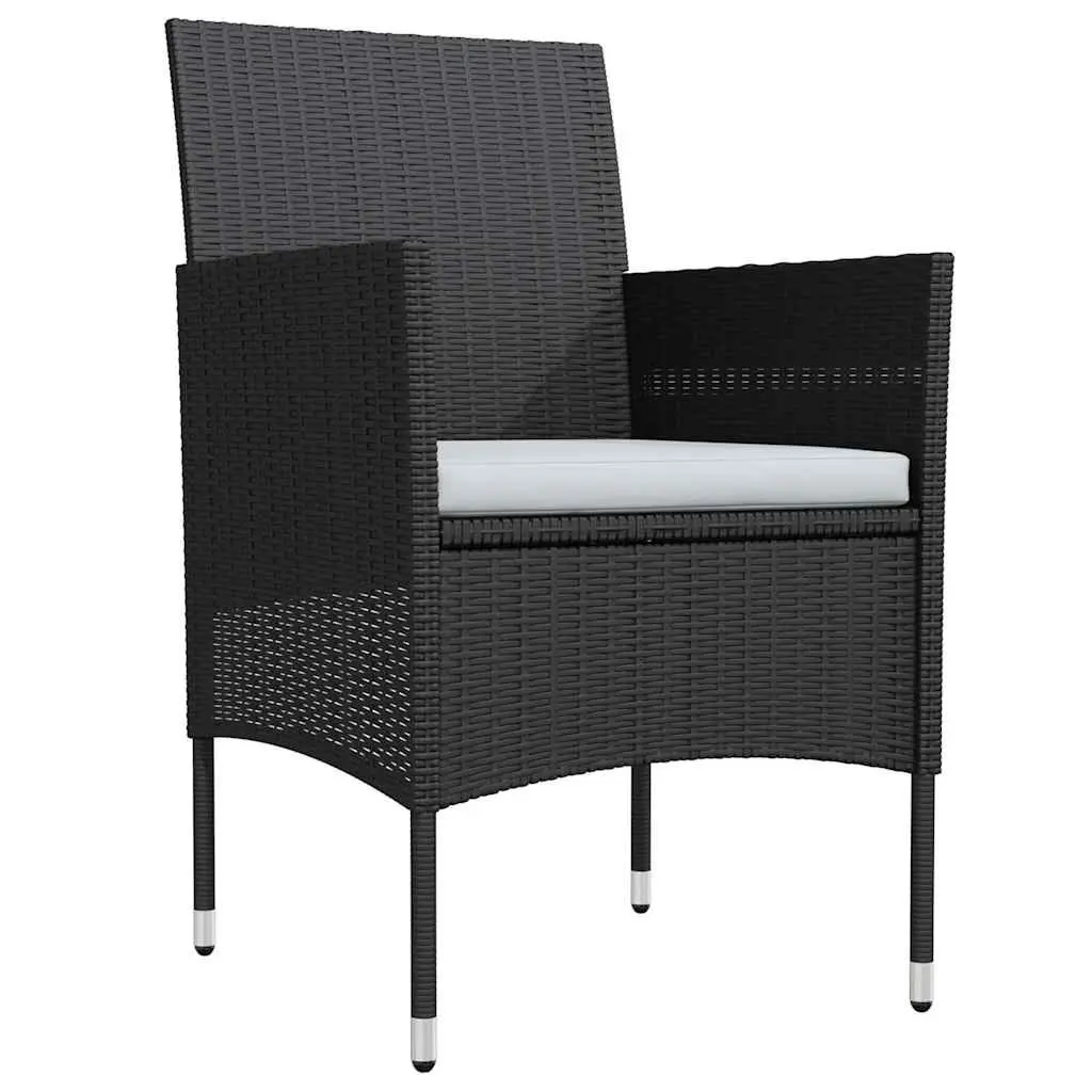 Garden Dining Set 3 Piece Outdoor Table and Chairs with Cushions Black
