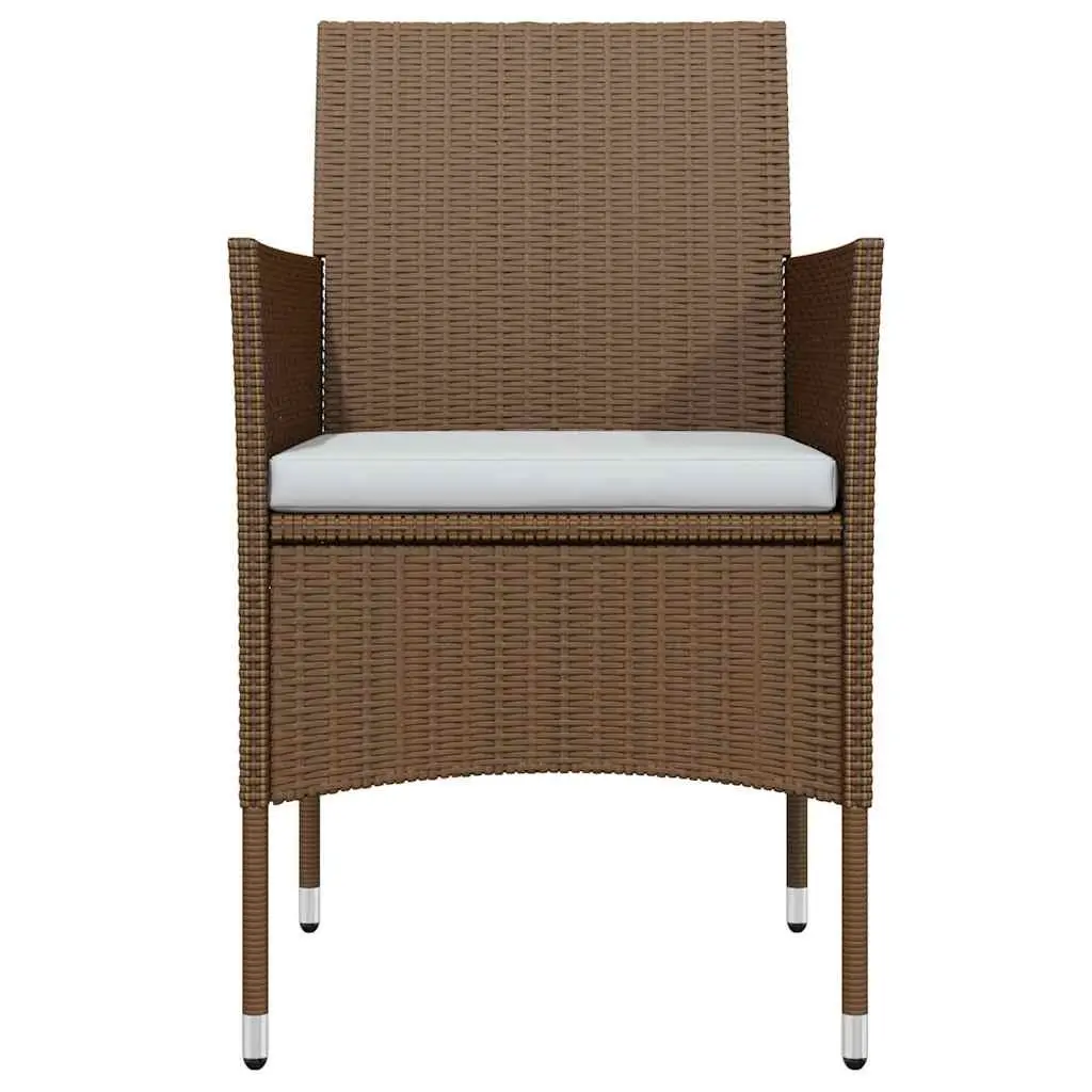OutdoorDiningSet3PieceTablewithCushionsWaterResistantPERattanBrownBlack