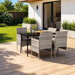 Outdoor Garden Dining Set 5 Piece Table Chairs with Cushions Grey
