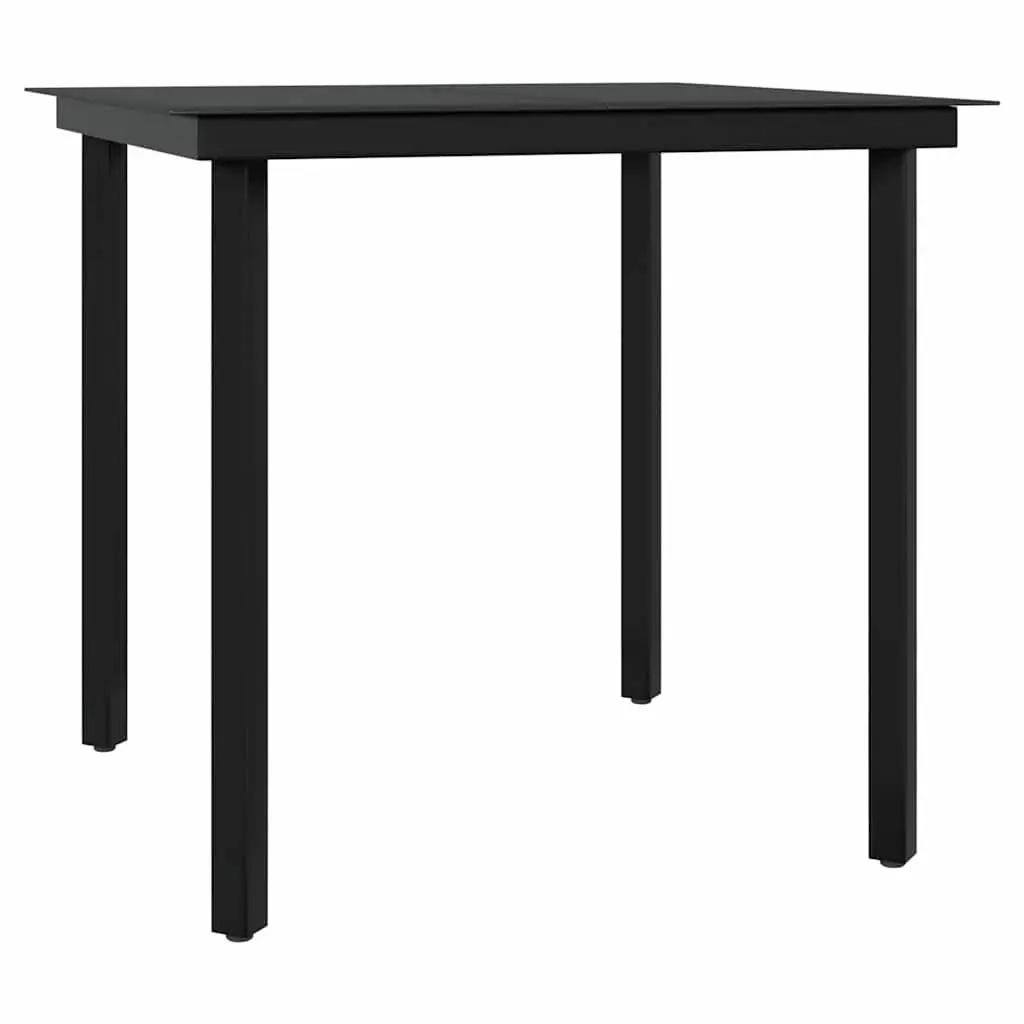Outdoor Dining Set 5 Piece Black Rattan Chairs with Cushions Glass Table for Garden and Patio