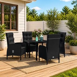 Stylish 5-Piece Outdoor Dining Set with Reclining Chairs