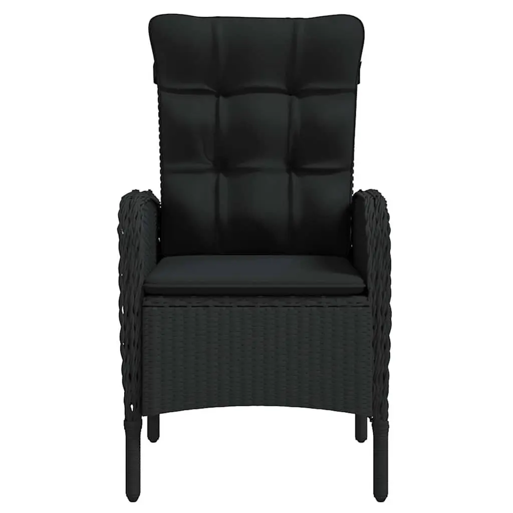 Outdoor Dining Set 5 Piece Black Reclining Chairs with Glass Top Durable Garden Furniture