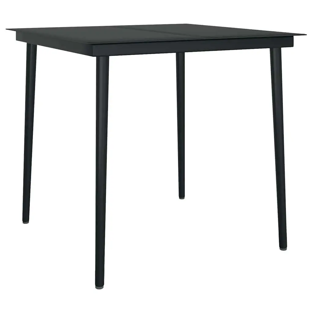 Outdoor Furniture Set 3 Piece Black Dining Table and Reclining Chairs with Cushions