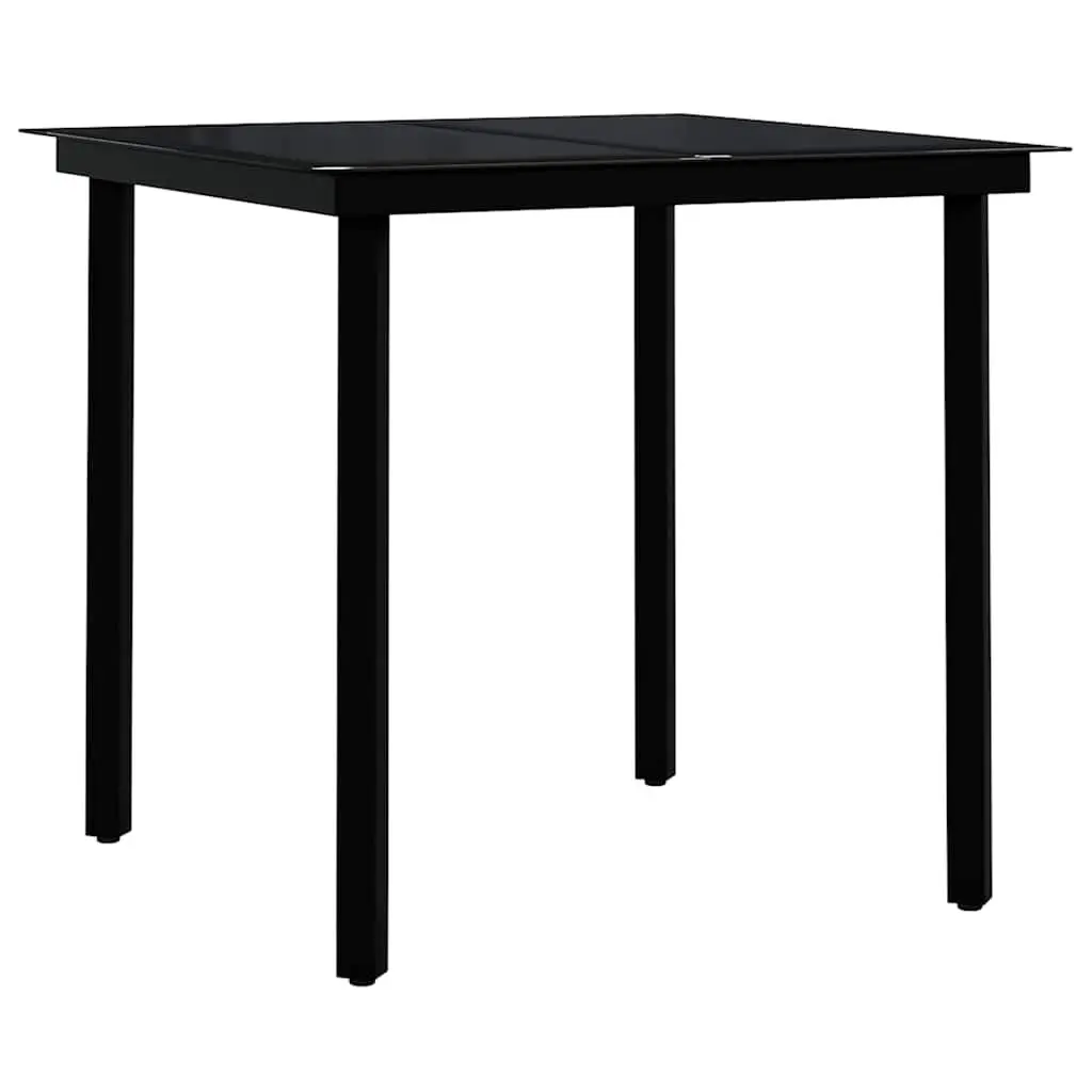 Outdoor Dining Set Brown Steel Frame Glass Top with PE Rattan Chairs 5 Piece