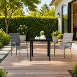 3 Piece Grey and Black Outdoor Dining Set for Relaxation