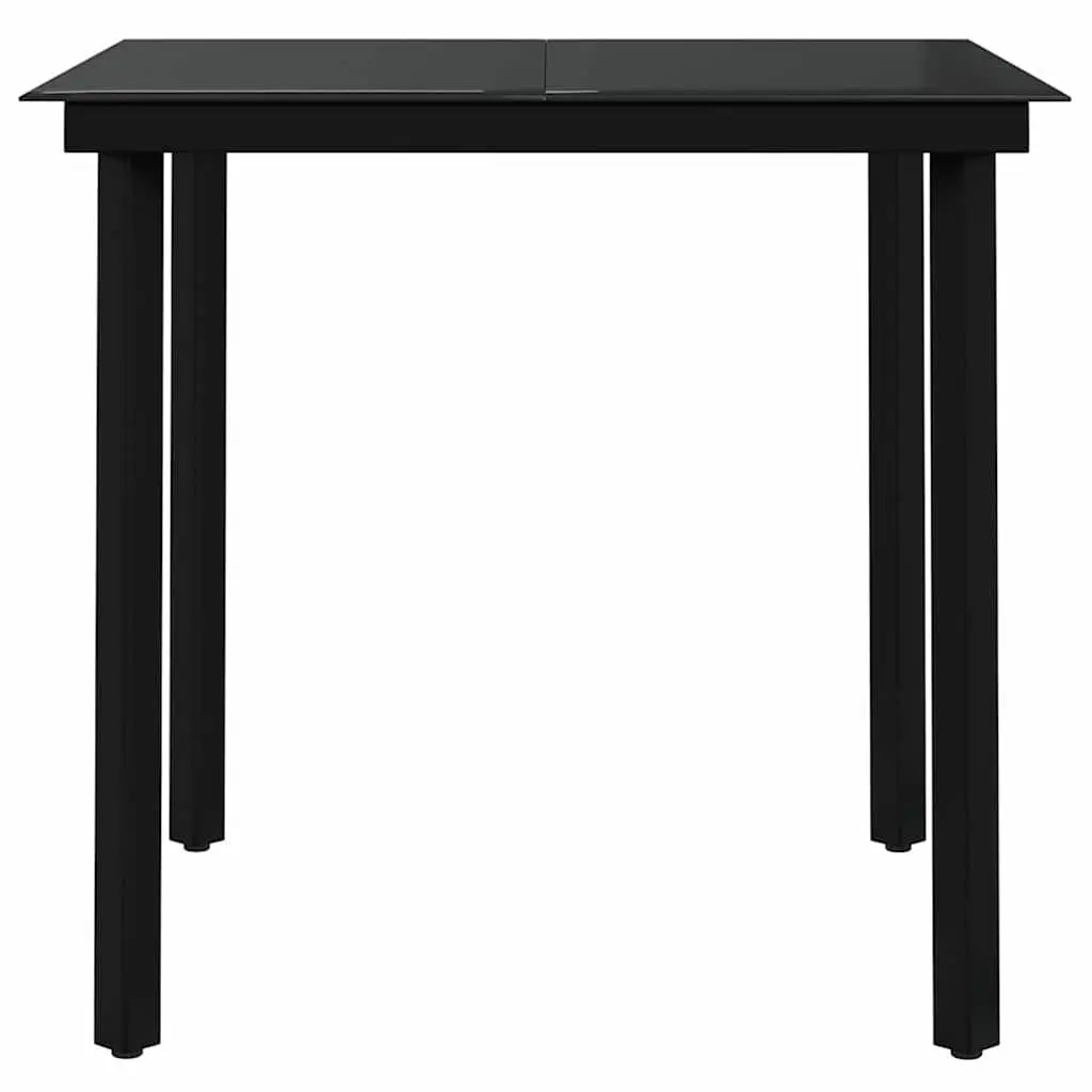 Outdoor Dining Set 3 Piece Grey Black Garden Table Chairs Powder-coated Steel Frames Water-resistant PE Rattan