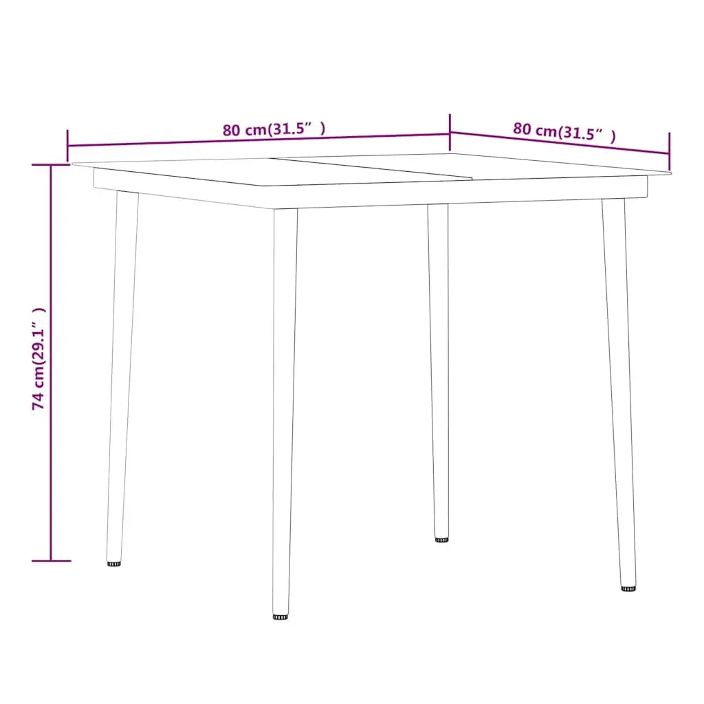 Garden Dining Set 3 Piece Outdoor Furniture Black Steel Rattan Chairs Glass Top