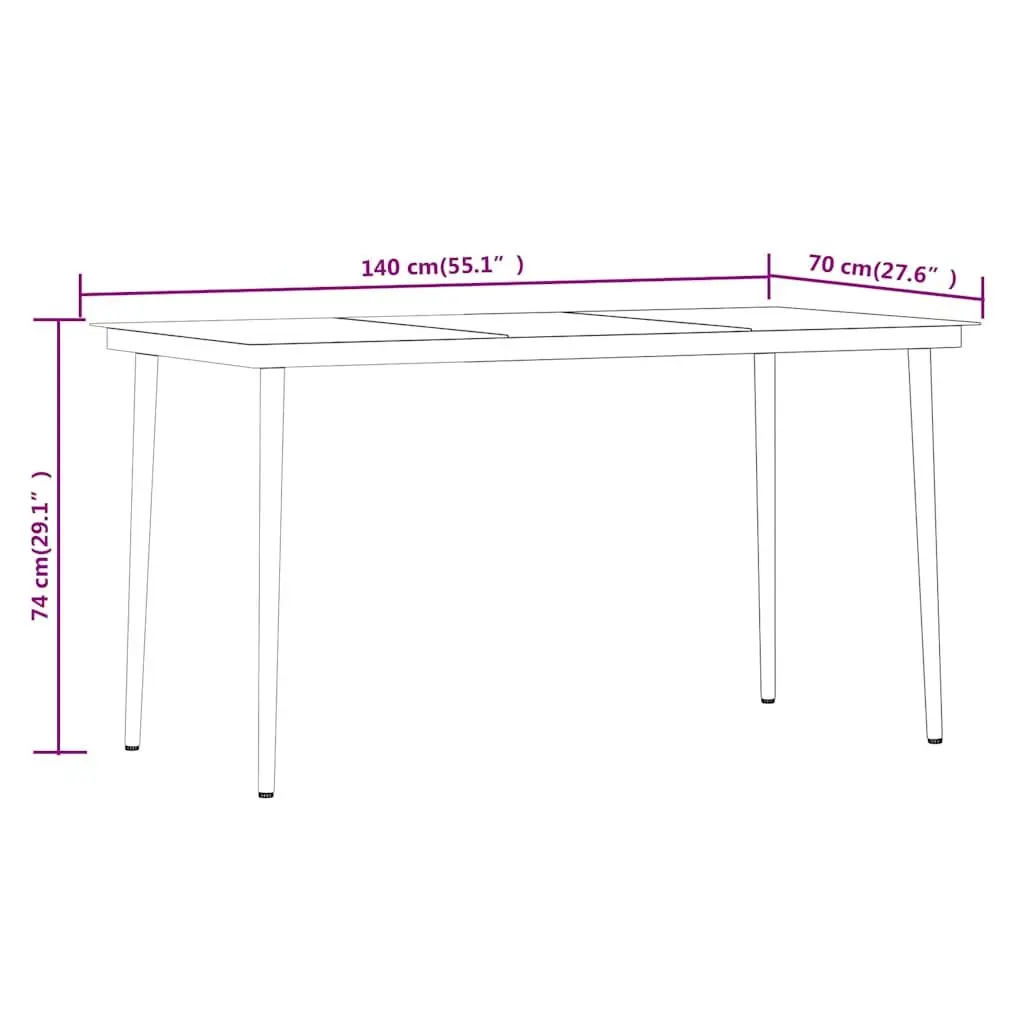 Garden Dining Set 5 Piece Black Outdoor Furniture Durable Table and Chairs