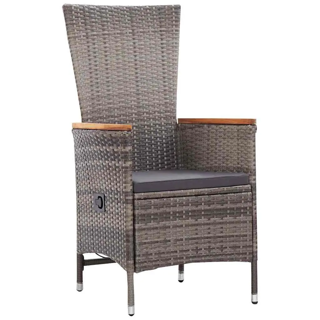 Outdoor Dining Set Grey 7 Piece Garden Furniture with Cushions and Glass Top for Patio