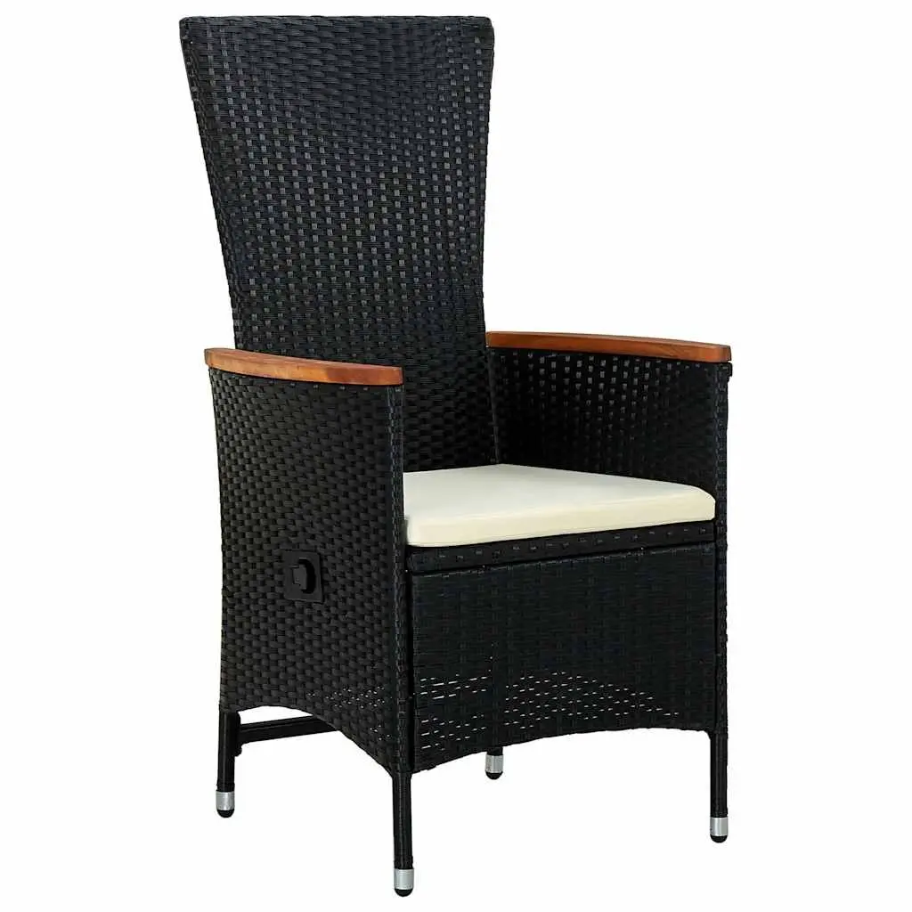 5 Piece Garden Dining Set Outdoor Furniture Black Rattan Chairs Glass Table