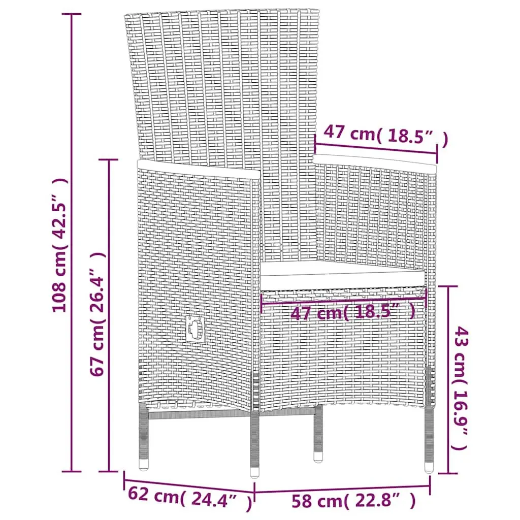 7 Piece Outdoor Garden Dining Set with Cushions Grey Patio Furniture