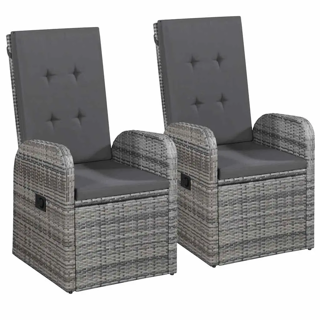 Garden Dining Set 3 Piece Grey Rattan Chairs Glass Table Outdoor Patio Furniture
