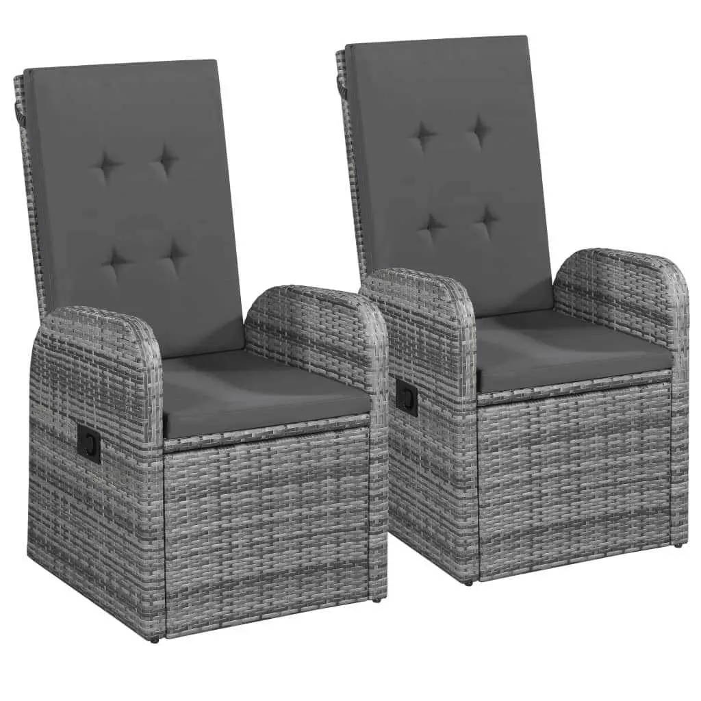 Garden Dining Set 7 Piece Outdoor Furniture Grey Patio Chairs Table with Adjustable Backrest and Footrest