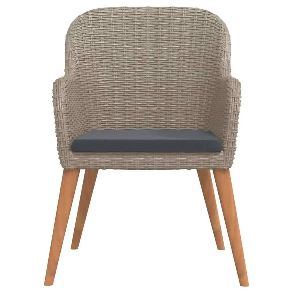 Outdoor Dining Set 7 Piece Brown Rattan Chairs Tempered Glass Table