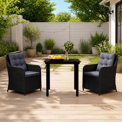 Elegant Outdoor Dining Set with Rattan Chairs - 3 Pieces