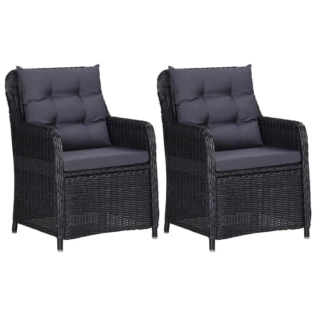 Outdoor Dining Set 3 Piece Garden Furniture Black Steel Frame PE Rattan Chairs