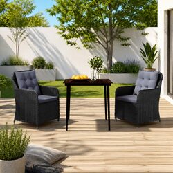 Elevate Your Patio with a 3 Piece Black Garden Dining Set