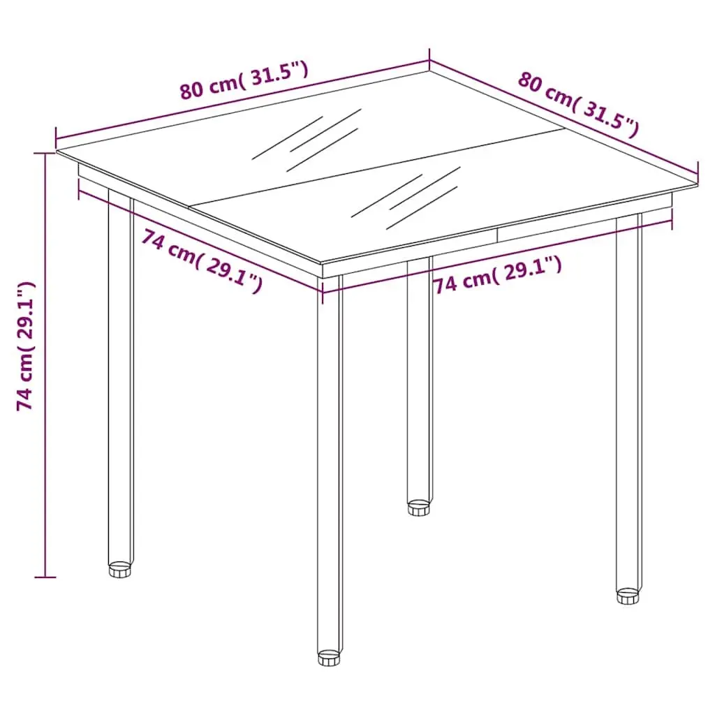 5 Piece Outdoor Dining Set Reclining Chairs Glass Table Garden Patio Furniture