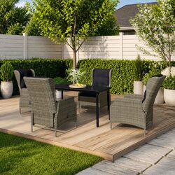 Outdoor Dining Set: 5 Pieces with Comfortable Reclining Chairs