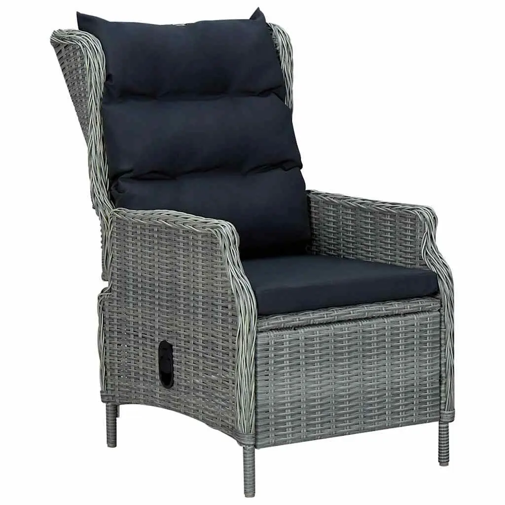 Garden Dining Set 5 Piece Grey Outdoor Furniture Reclining Chairs Glass Table
