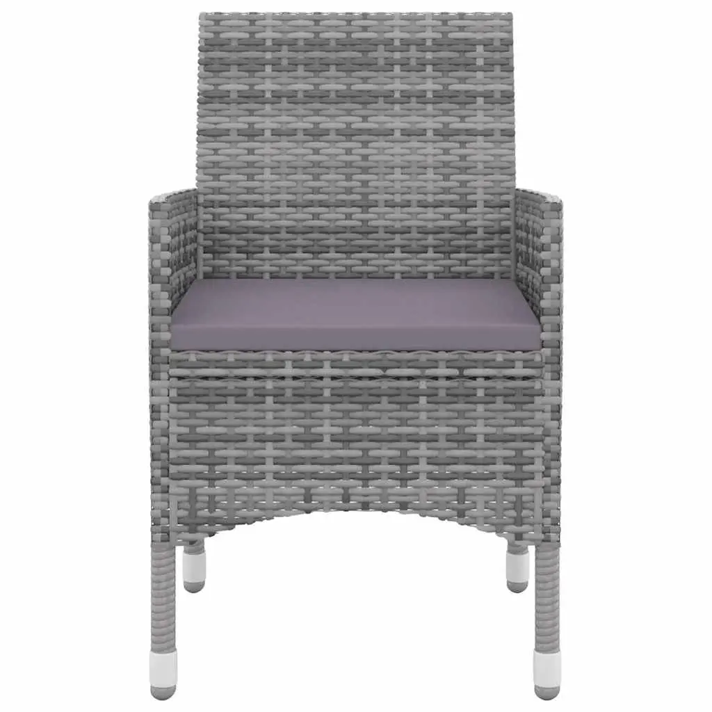 Garden Dining Set 7 Piece Outdoor Furniture Grey Weather-Resistant PE Rattan Glass Table Chairs