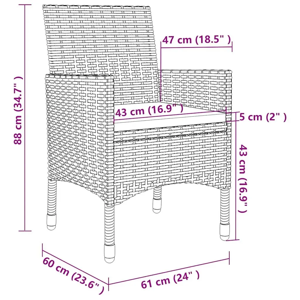 Garden Dining Set 7 Piece Outdoor Furniture Grey Weather-Resistant PE Rattan Glass Table Chairs