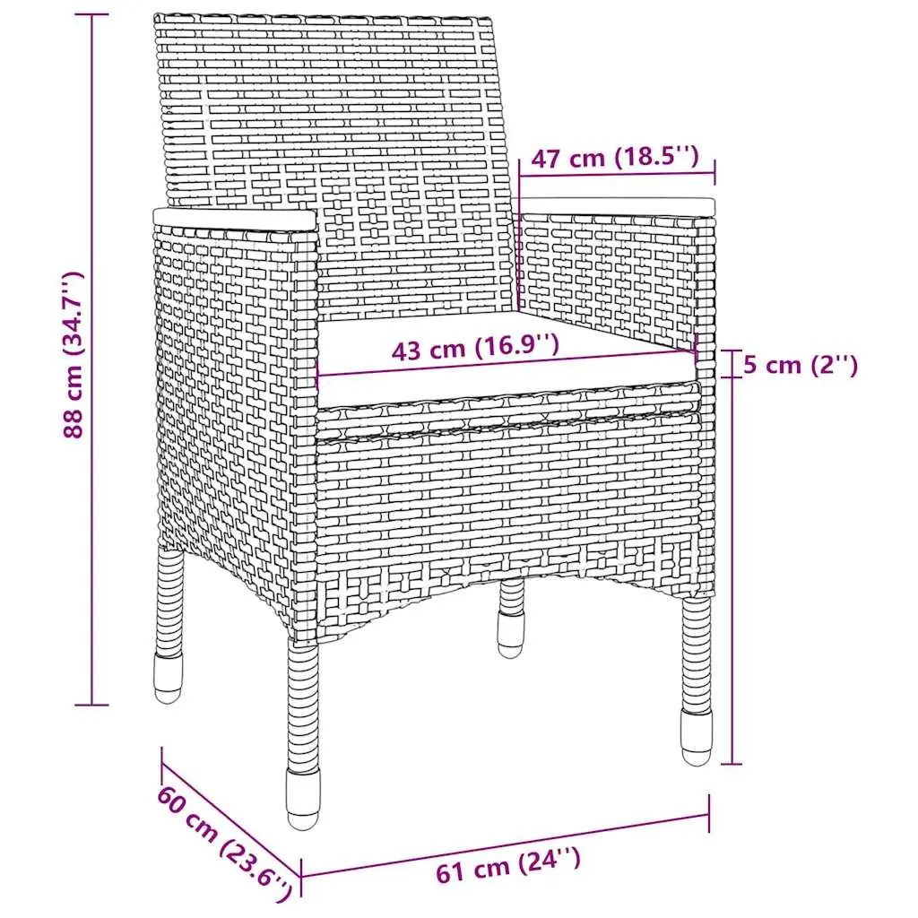 Garden Dining Set 5 Piece Outdoor Furniture Grey Weather Resistant PE Rattan Chairs Glass Table