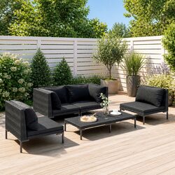5-Piece Outdoor Patio Lounge Set in Dark Grey