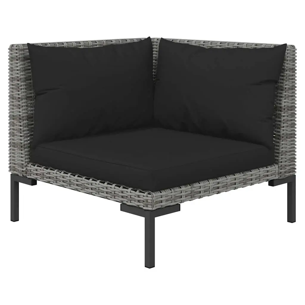 Garden Lounge Set 5 Piece Outdoor Patio Furniture Grey PE Rattan Sofa with Cushions and Pillows