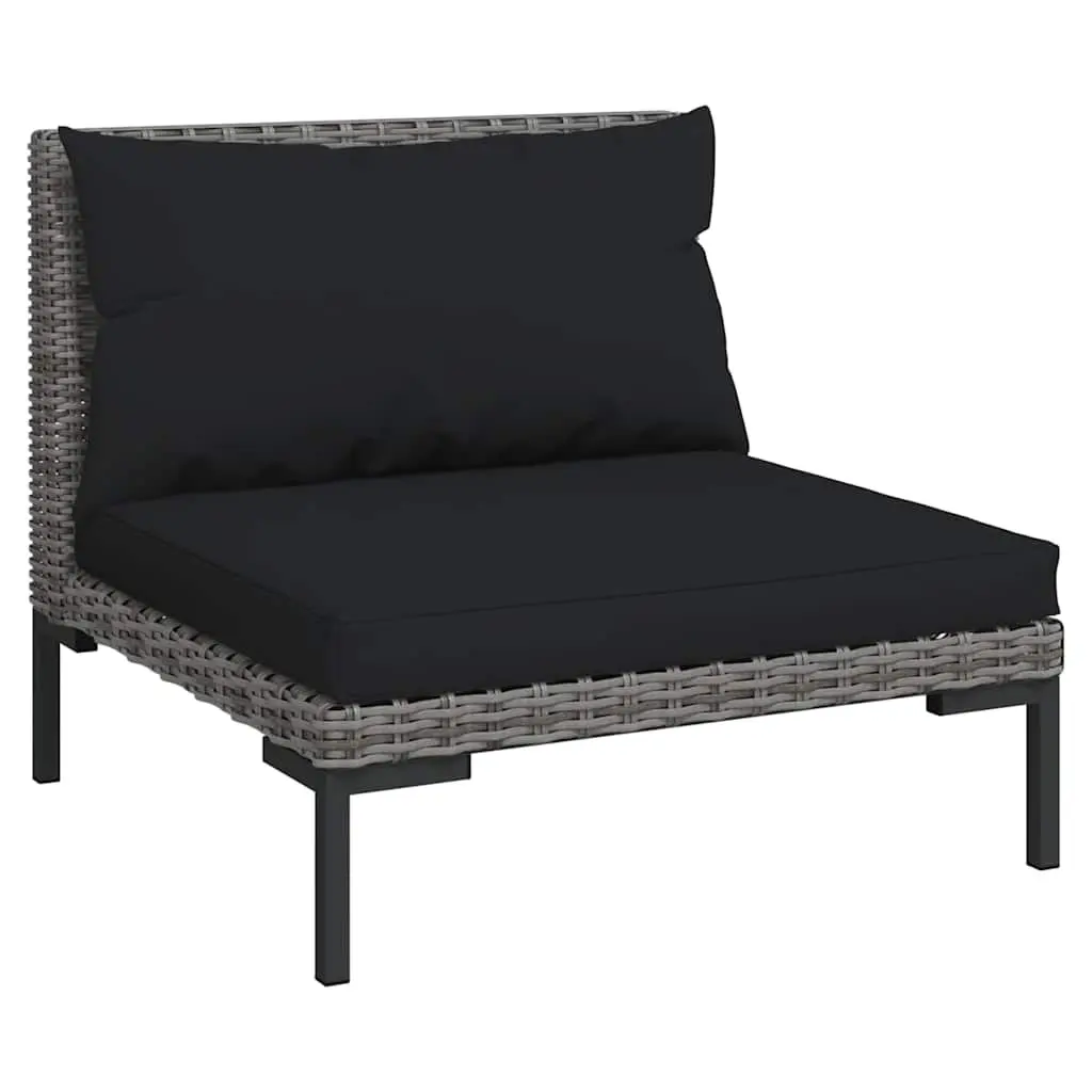 5 Piece Outdoor Lounge Set Grey Weather Resistant Rattan Cushions Lightweight Frame