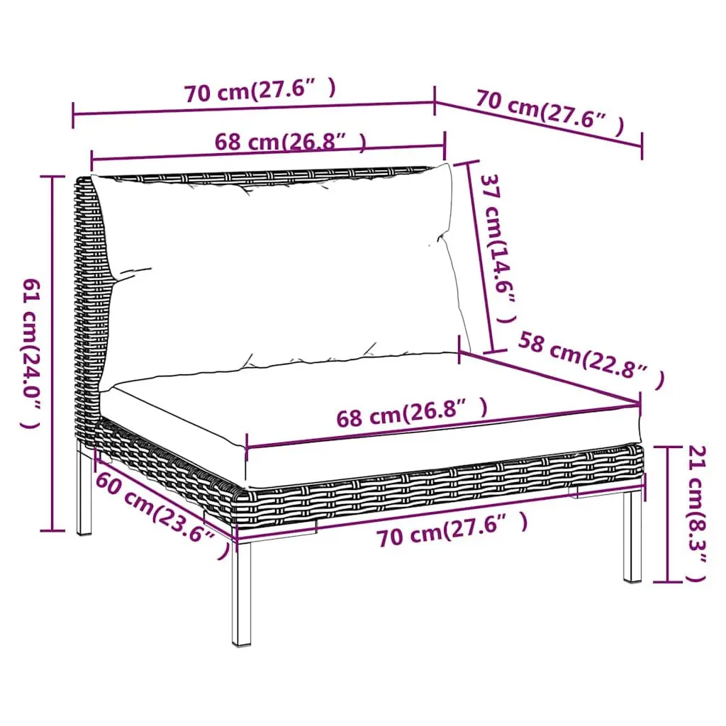 5 Piece Outdoor Lounge Set Grey Weather Resistant Rattan Cushions Lightweight Frame