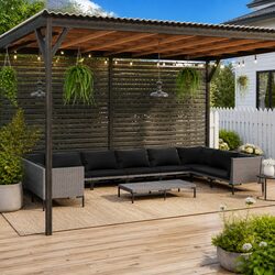 Enhance Your Outdoors with an 11-Piece Grey Lounge Set