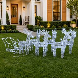 Cold White Outdoor Reindeer & Sleigh LED Lights