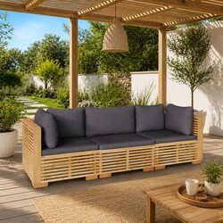 Elegant 3 Piece Outdoor Lounge Set with Cushions